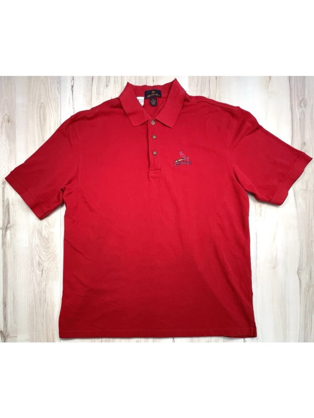 ANTIGUA Mens XL Red 100% Cotton S/S St. Louis Cardinals Embroidered Logo POLO